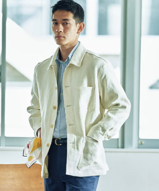 Kamakura - French Work Jacket Linen - Ivory