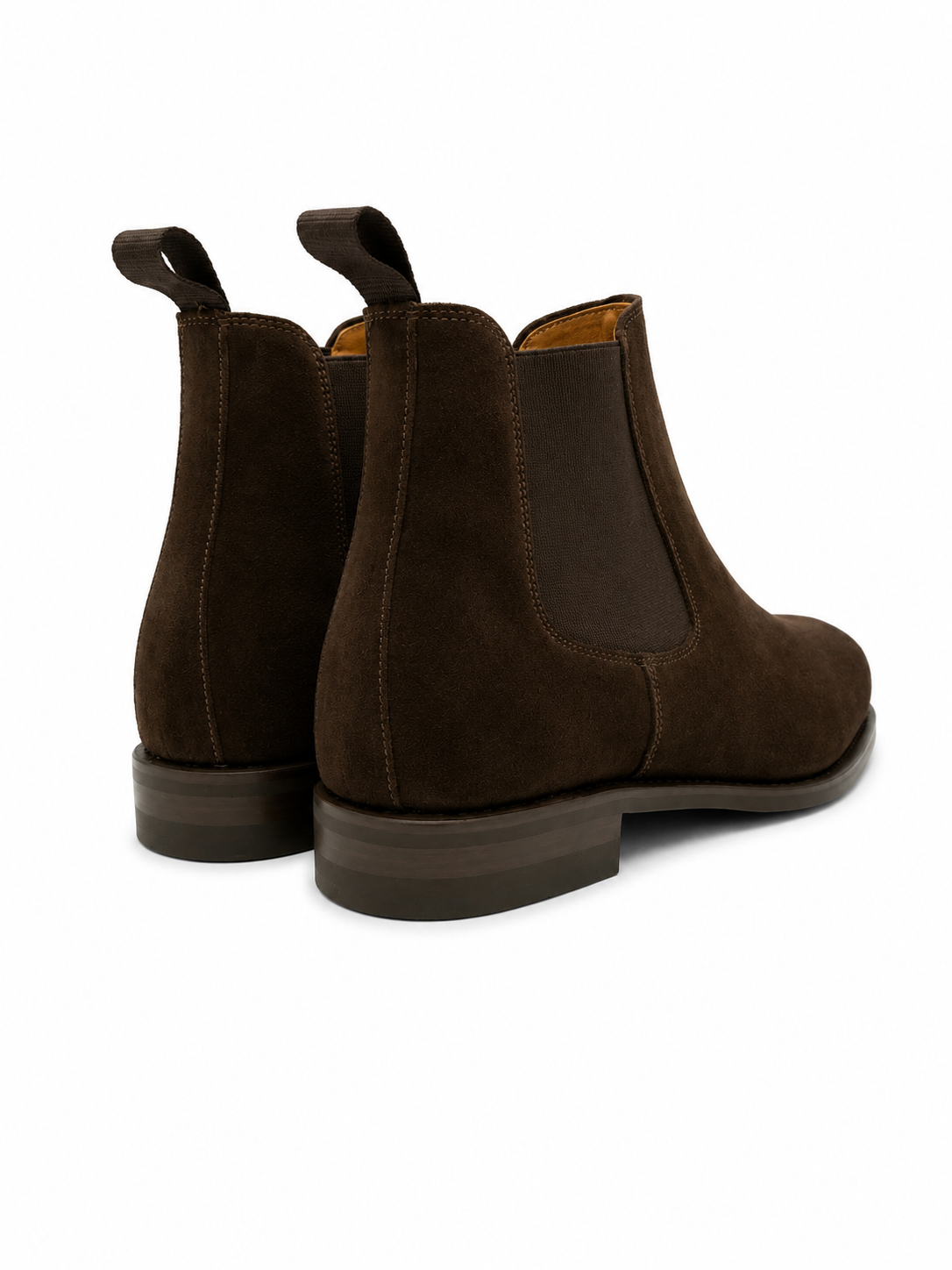 Dark brown suede Berwick Goodyear boots, showcasing classic shoe design with sturdy soles and detailed stitching.