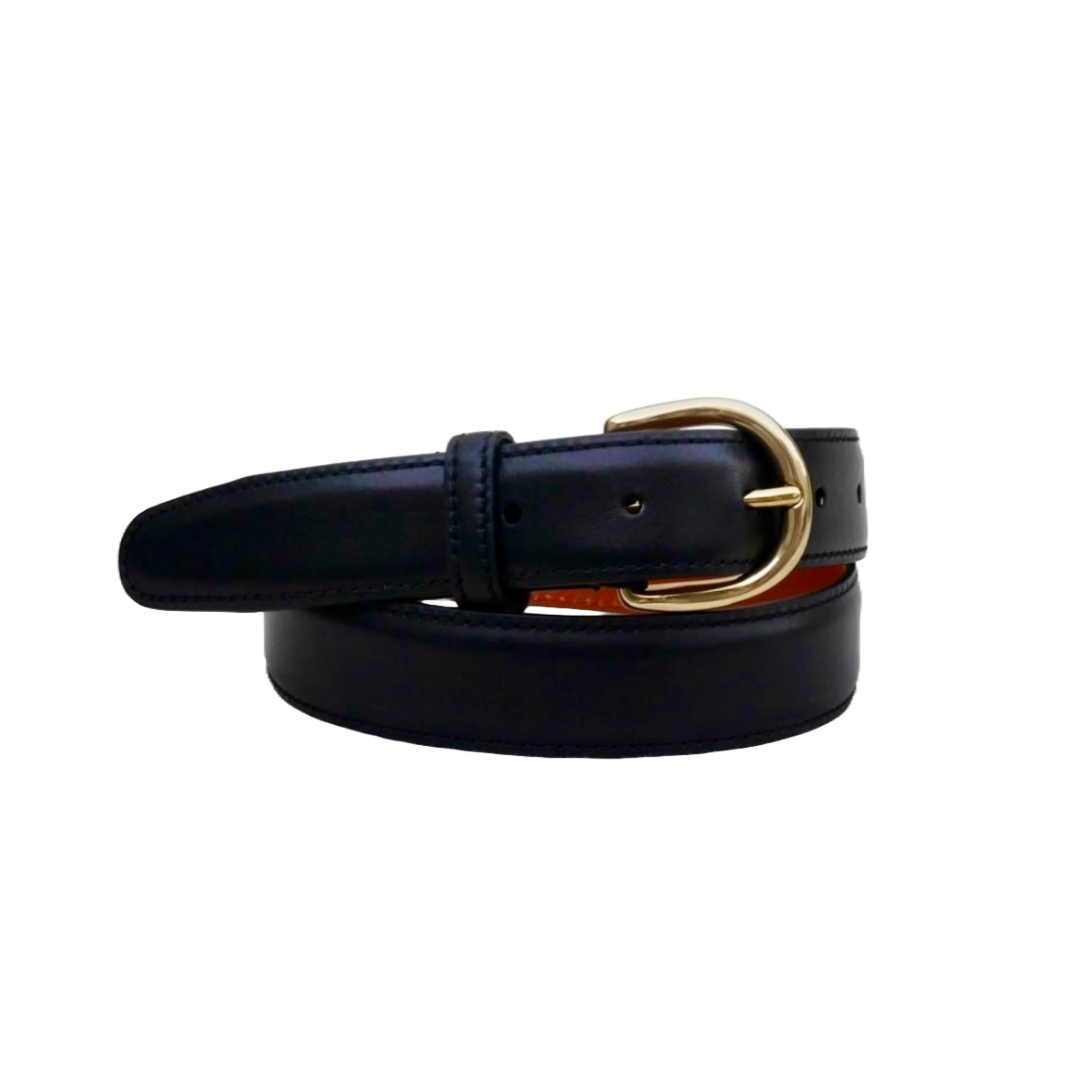 Berwick brass buckle belt in black calf