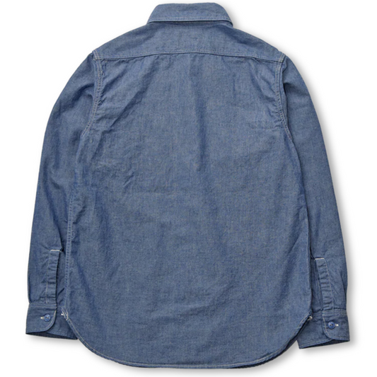 Blue denim shirt on a white background