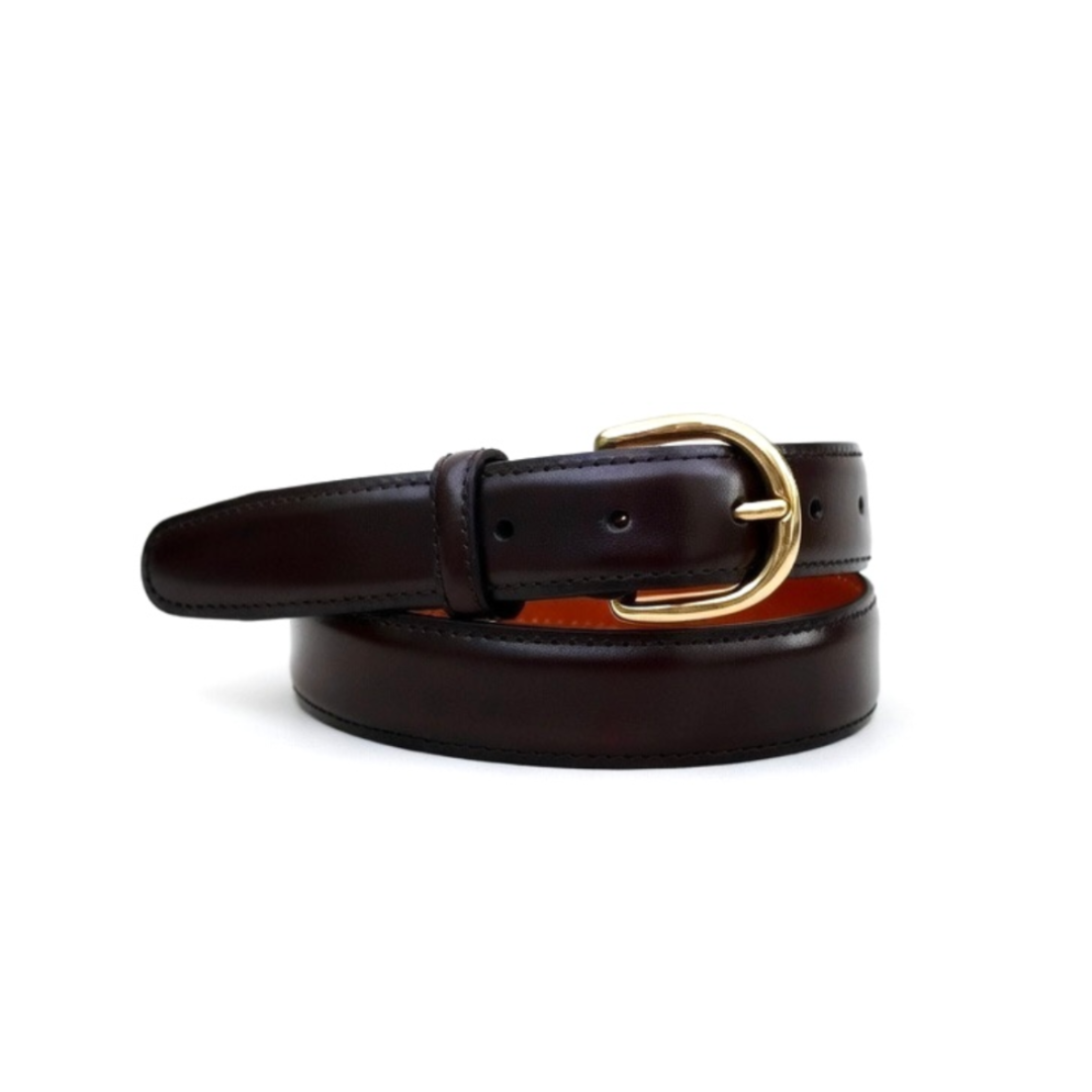 Berwick Burgundy Calf Leather Belt with silver buckle, stylish and durable accessory for men or women.