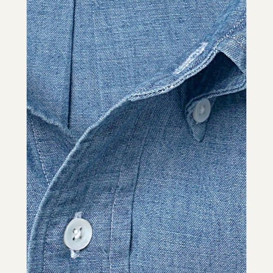 Kamakura shirts Japan chambray shirt collar detail