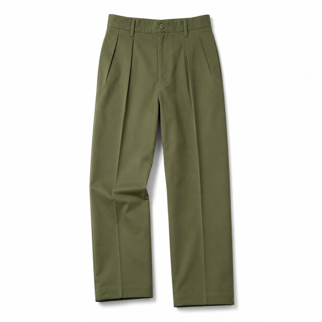 Barnstormer Double Pleat Chino 1955 - Olive | Barnstormer | HANNAGANS