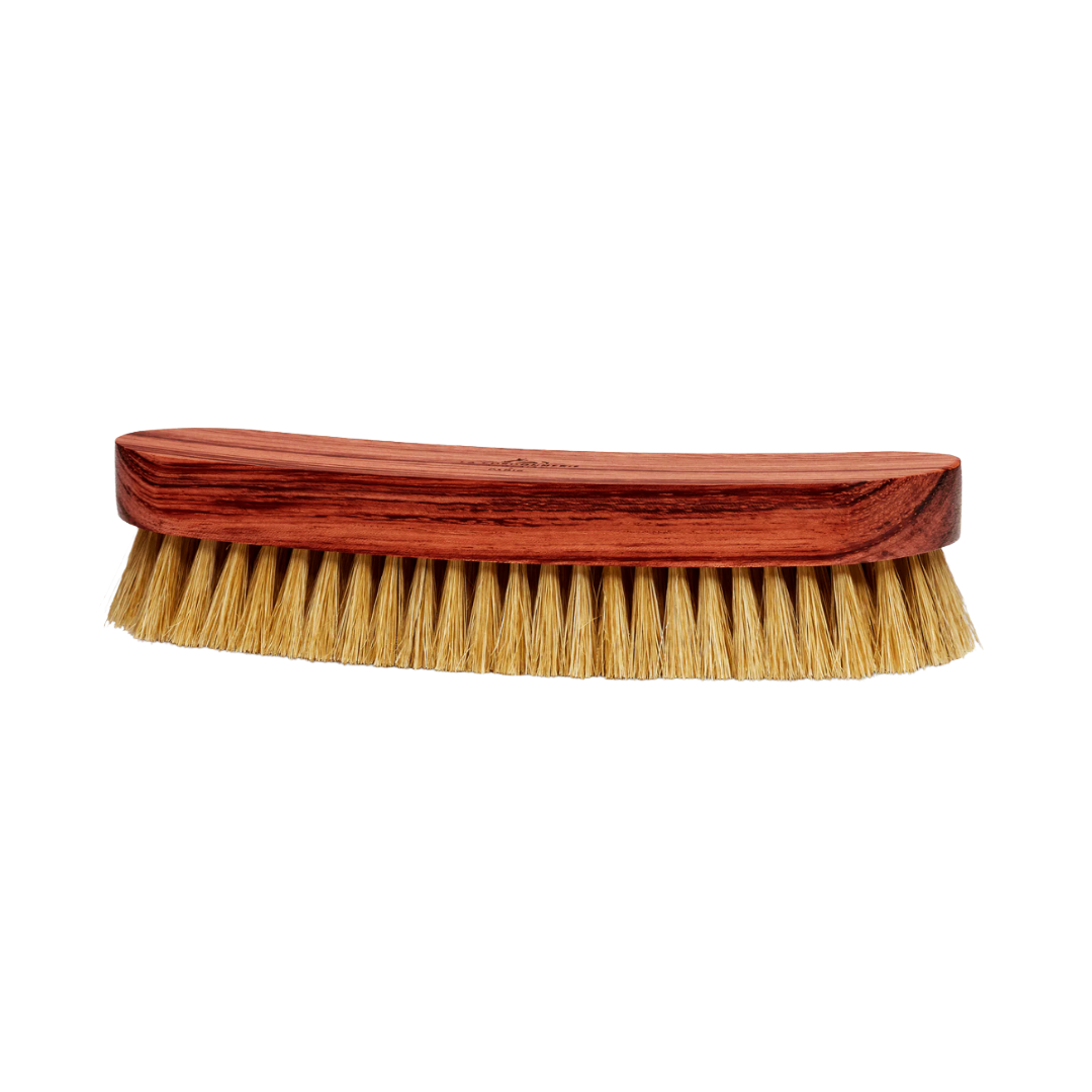 Saphir horse hair shoe care brush with natural bristles, designed for polishing and cleaning leather shoes.