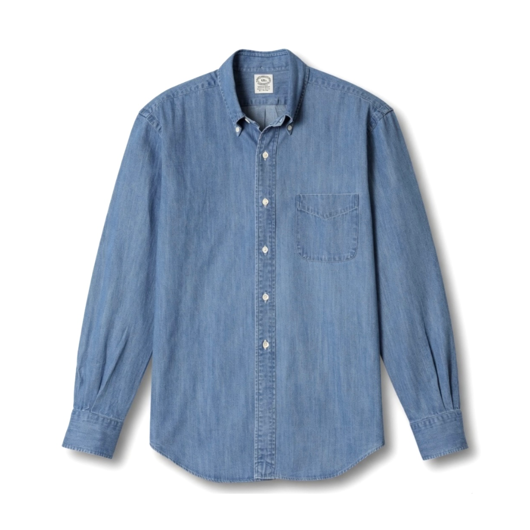 brooks brothers dress shirt size chart Kamakura Shirts Vintage Ivy Button-Down Japanese Denim Shirt Blue 7oz 16.5/L