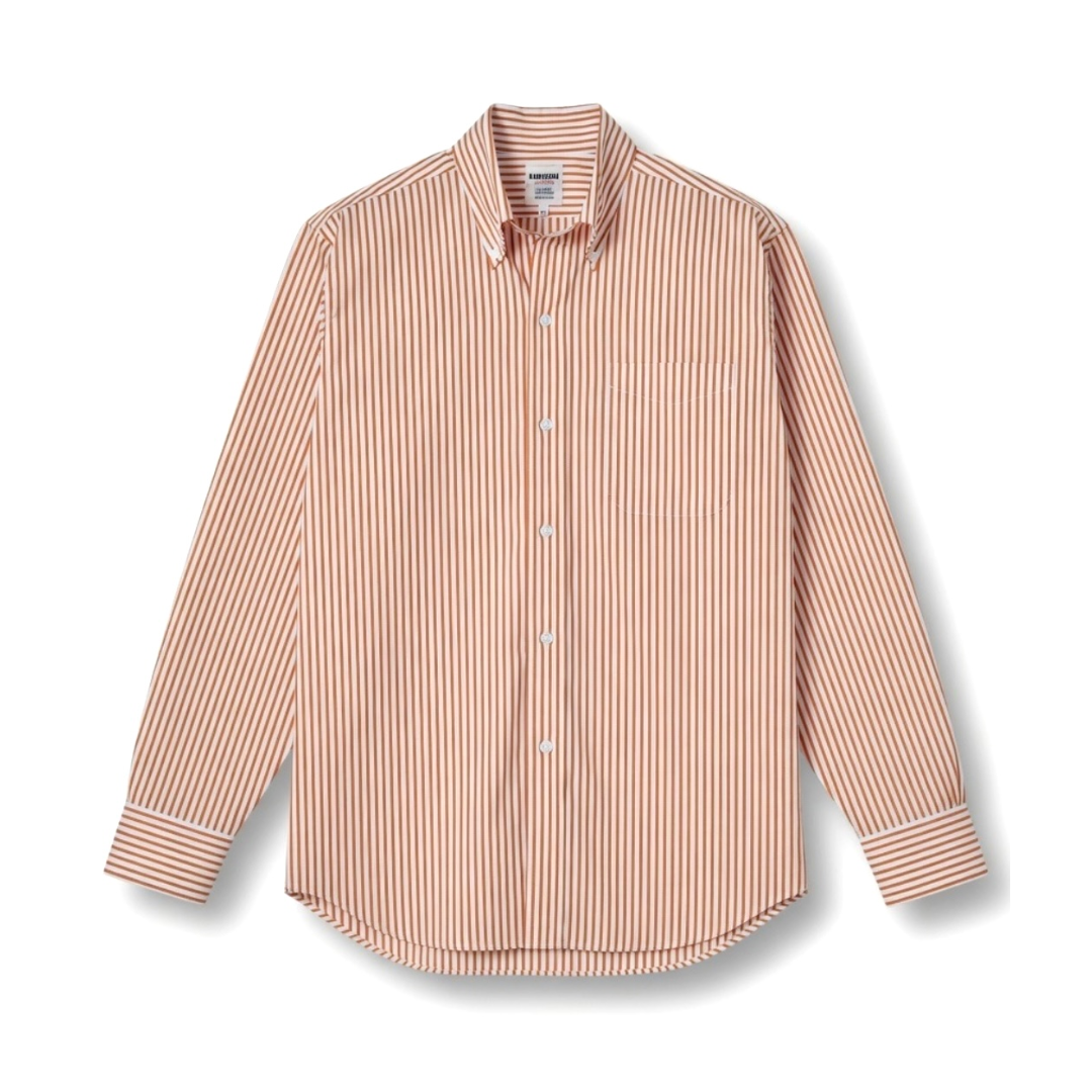 Kamakura Shirt Ametora Button Down Stripe Broadcloth Poplin Orange –  HANNAGANS