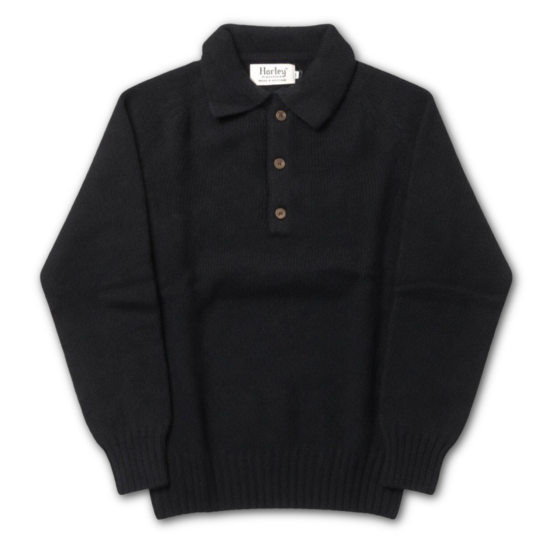 Harley of Scotland - Polo Sweater - Black