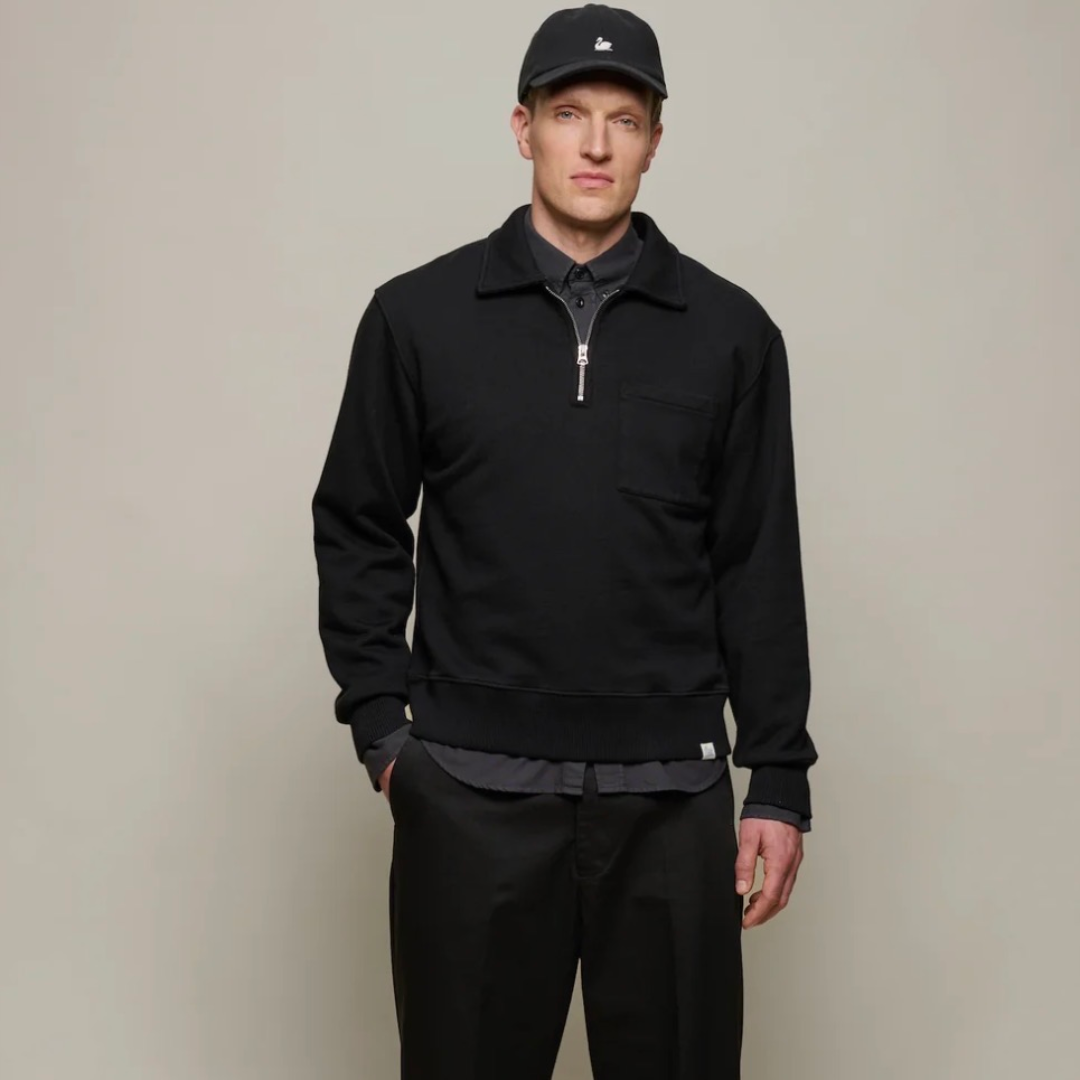 Merz b. Schwanen - Zip Collar Sweatshirt Black