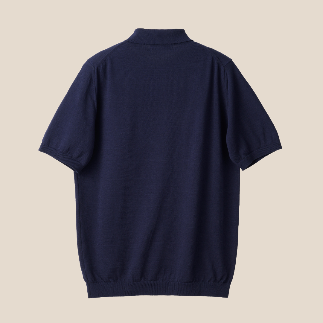 Mooncastle - Ice Cotton Polo, Short Sleeve - Navy