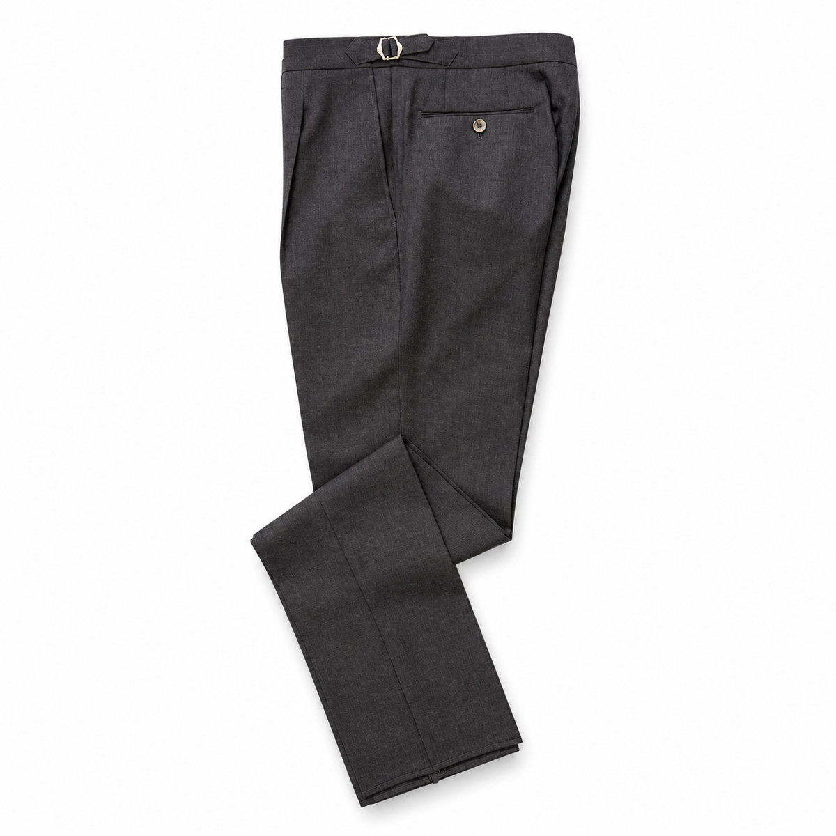 Single Pleat Wool Trouser by Echizenya - Charcoal