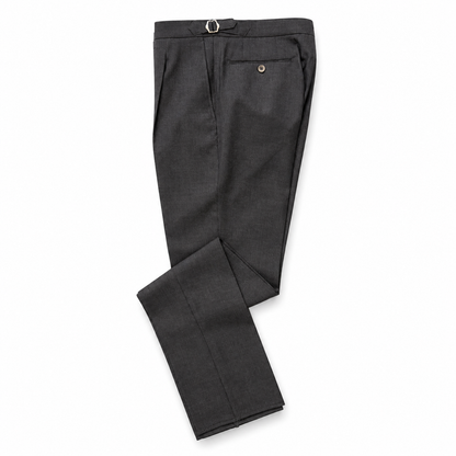 Single Pleat Wool Trouser by Echizenya - Charcoal