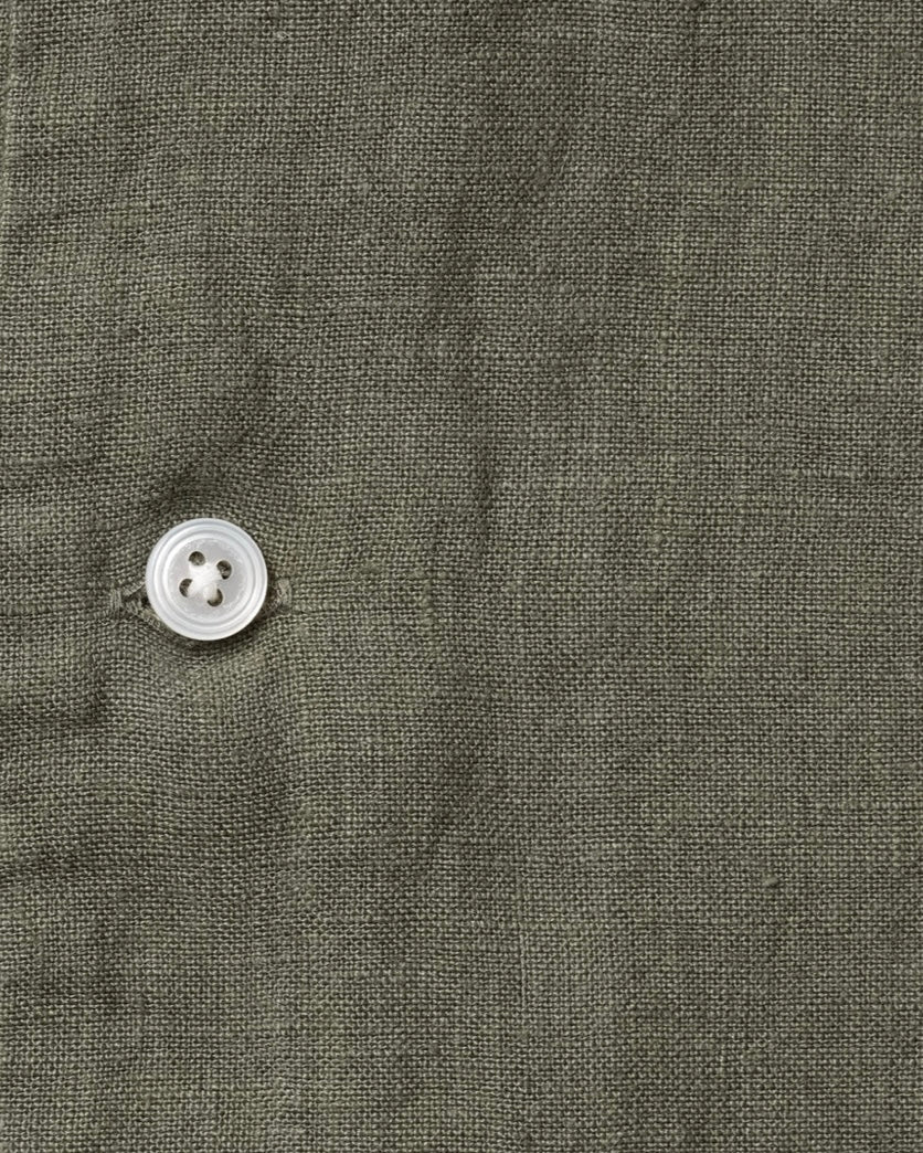 Kamakura Shonan Beach Shirt - Olive Extra Heavy Linen