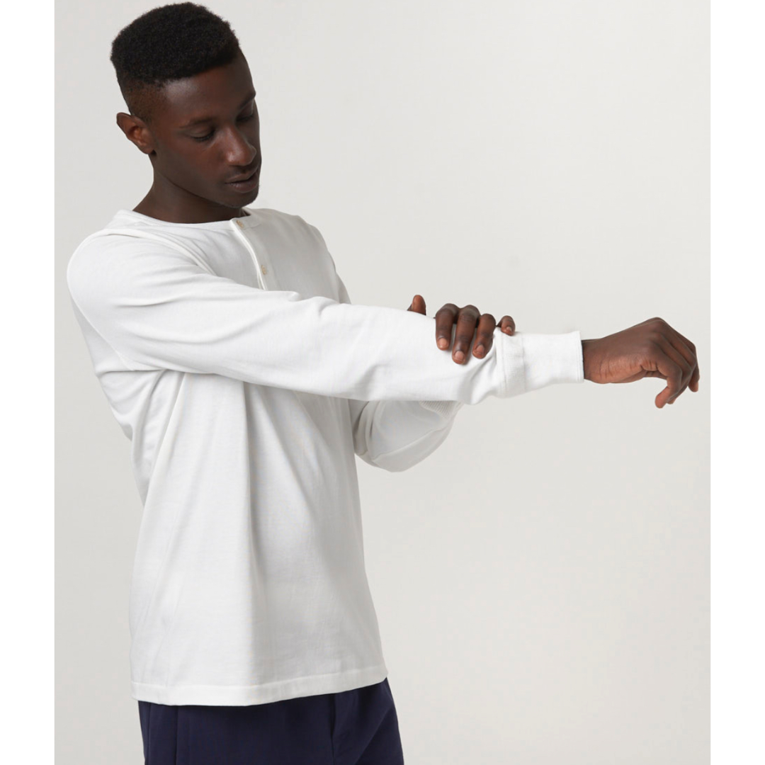 206 Henley white long sleeve