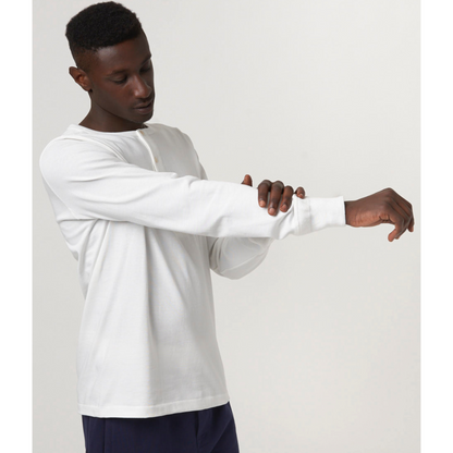 206 Henley white long sleeve