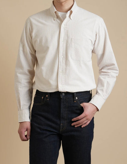 Kamakura Vintage IVY Button Down - Seersucker- Cream Stripe