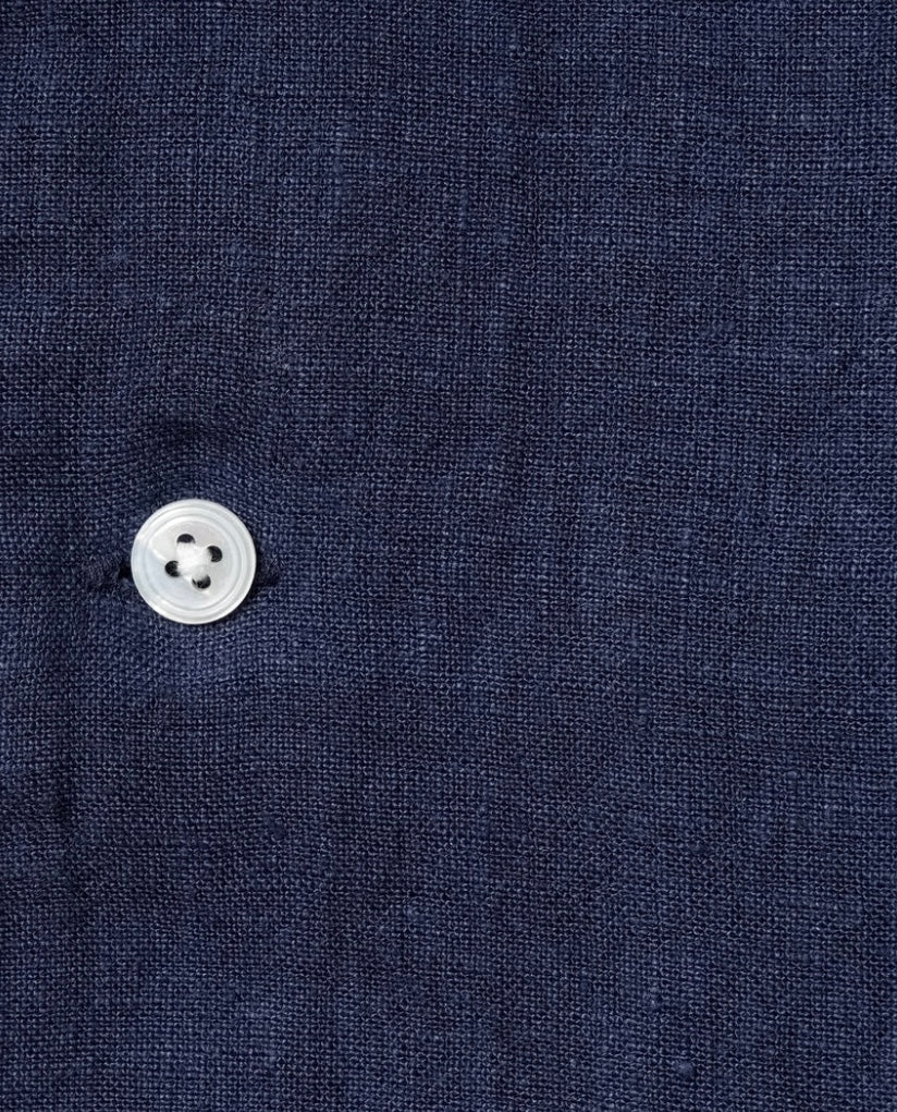 Kamakura Shonan Beach Shirt - Navy Extra Heavy Linen