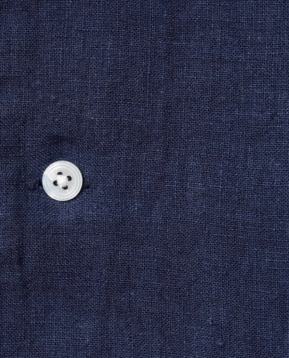 Kamakura Shonan Beach Shirt - Navy Extra Heavy Linen