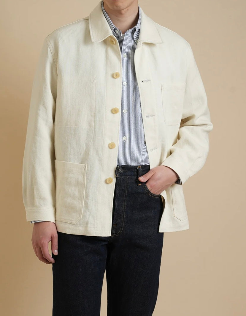 Kamakura - French Work Jacket Linen - Ivory