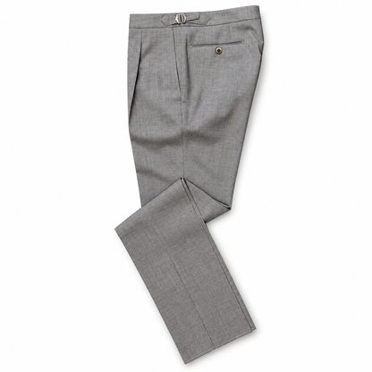 Single Pleat Wool Trouser by Echizenya - Mid Grey