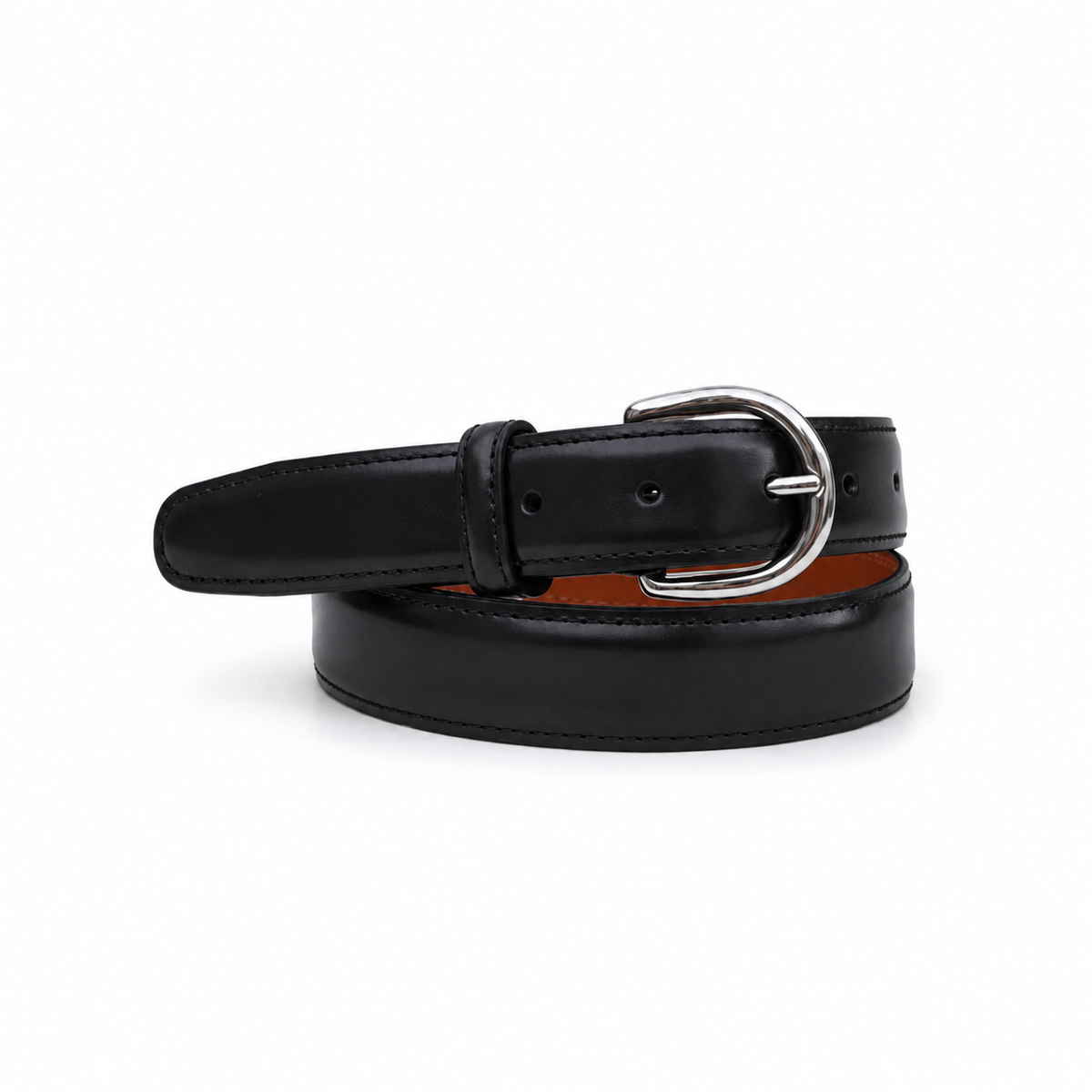 Berwick black calf leather belt with silver buckle, stylish and durable men's accessory, perfect for casual or formal wear.