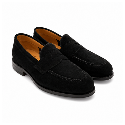 Berwick Goodyear Penny Loafer, Suede - Black