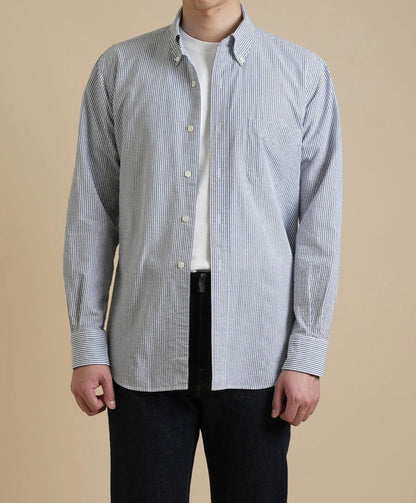 Kamakura Vintage IVY Button Down - Seersucker- Navy Stripe