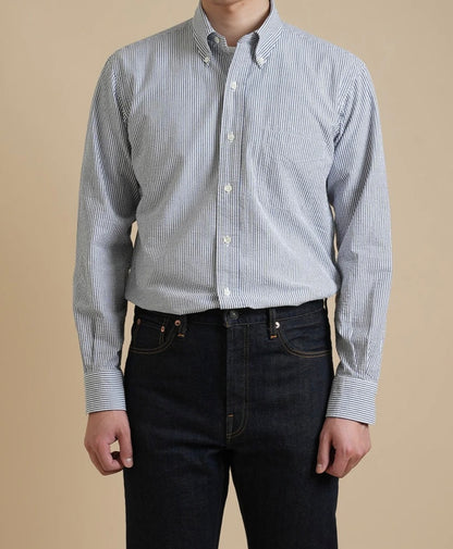 Kamakura Vintage IVY Button Down - Seersucker- Navy Stripe