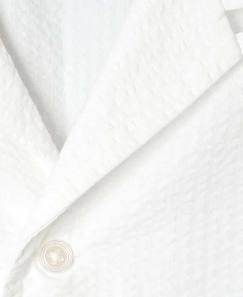 Kamakura Shonan Beach Shirt - White Seersucker