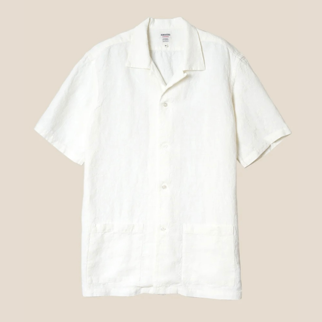 Kamakura Shonan Beach Shirt - White Extra Heavy Linen