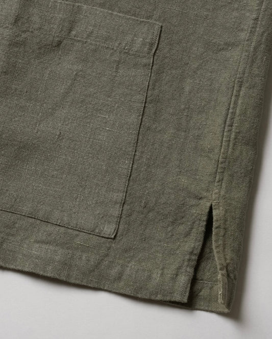 Kamakura Shonan Beach Shirt - Olive Extra Heavy Linen