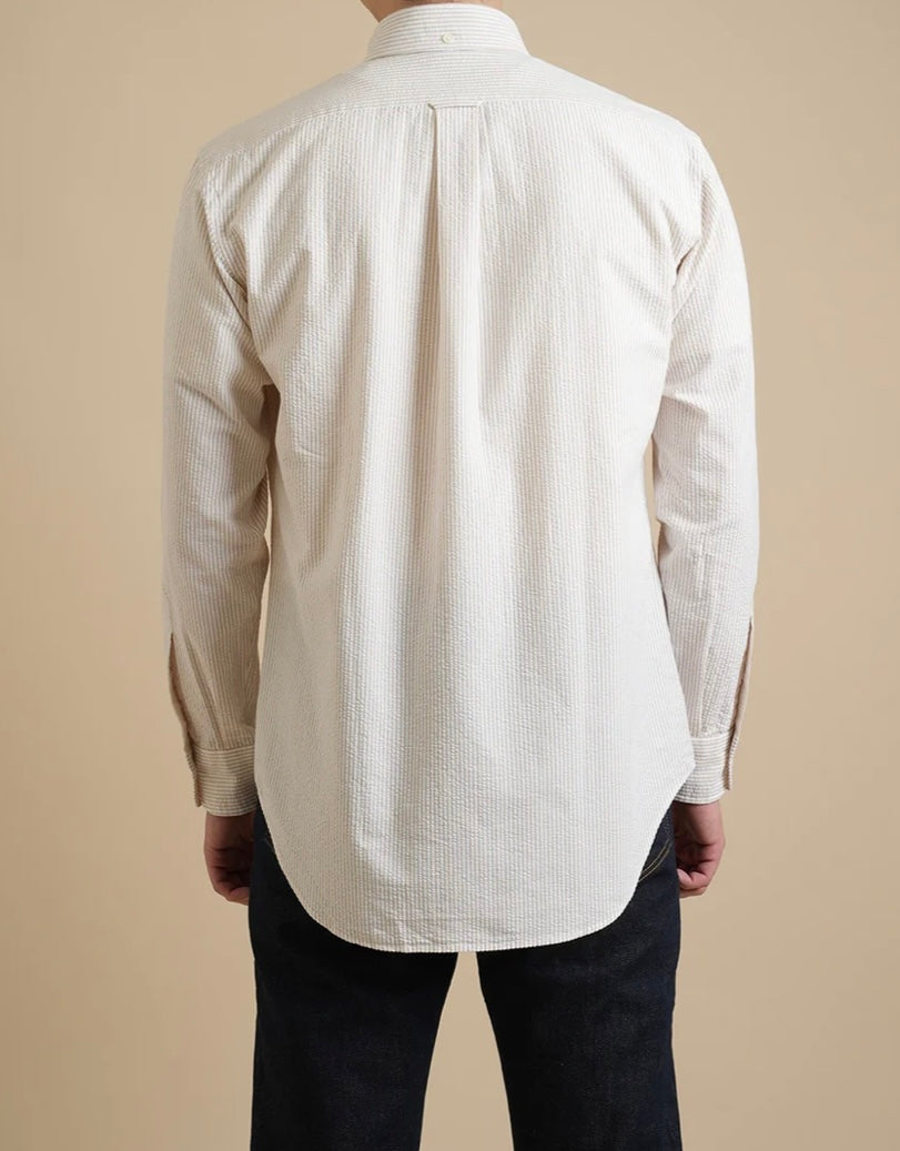 Kamakura Vintage IVY Button Down - Seersucker- Cream Stripe