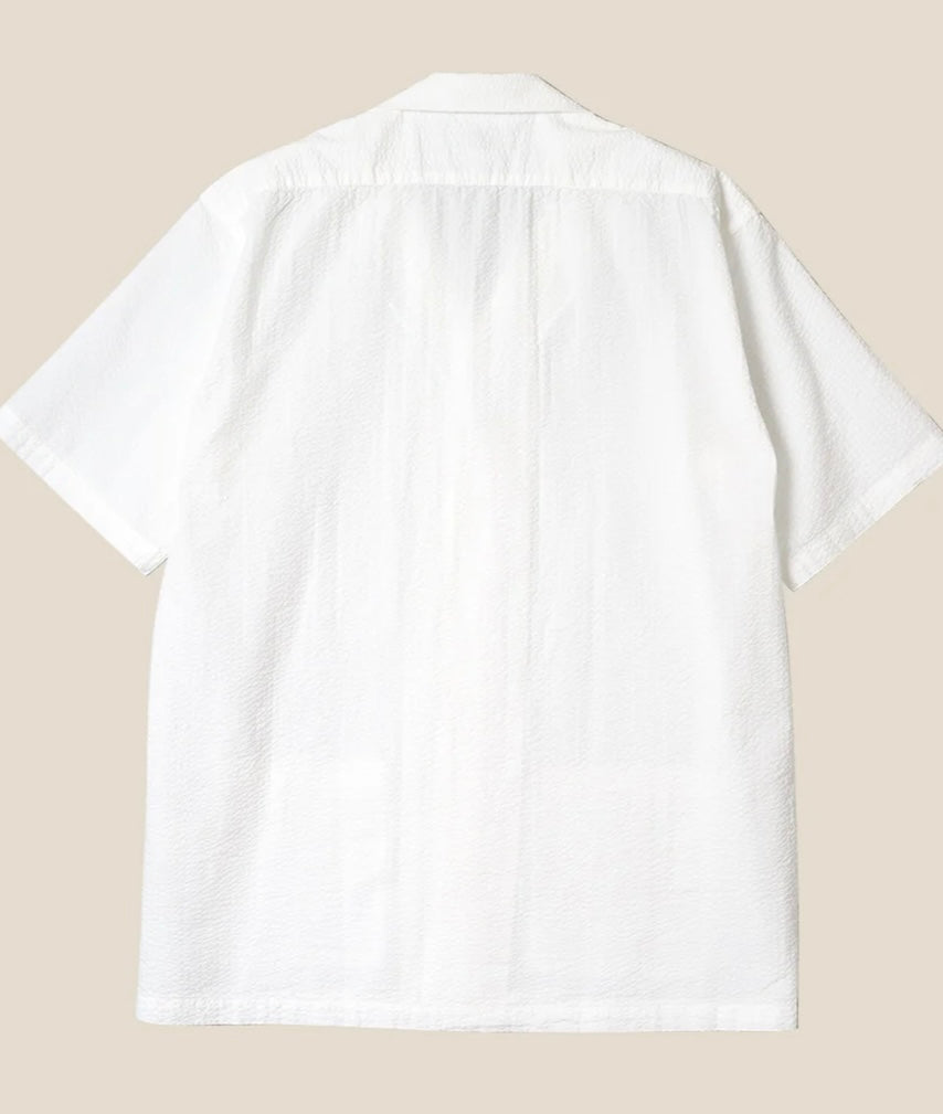 Kamakura Shonan Beach Shirt - White Seersucker