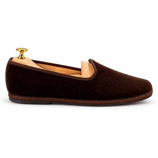 brown velvet loafer