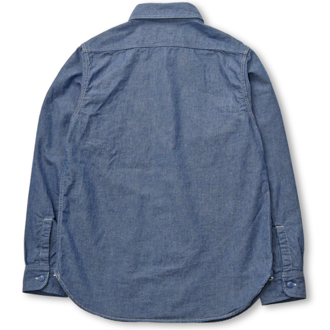 Blue denim shirt on a white background