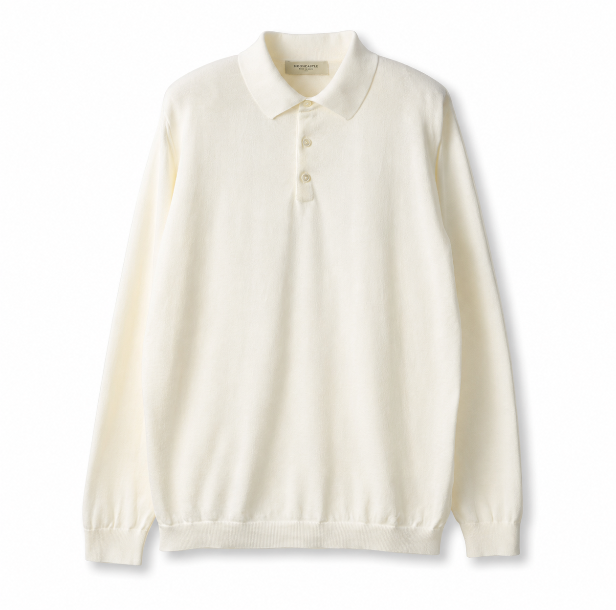 Mooncastle - Ice Cotton Polo Neck, Long Sleeve - Off White