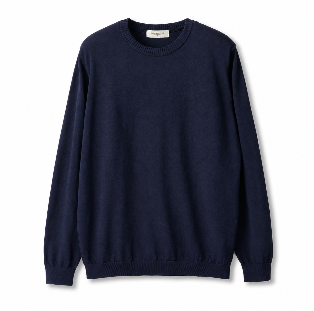 Mooncastle - Ice Cotton Crew Neck, Long Sleeve - Navy