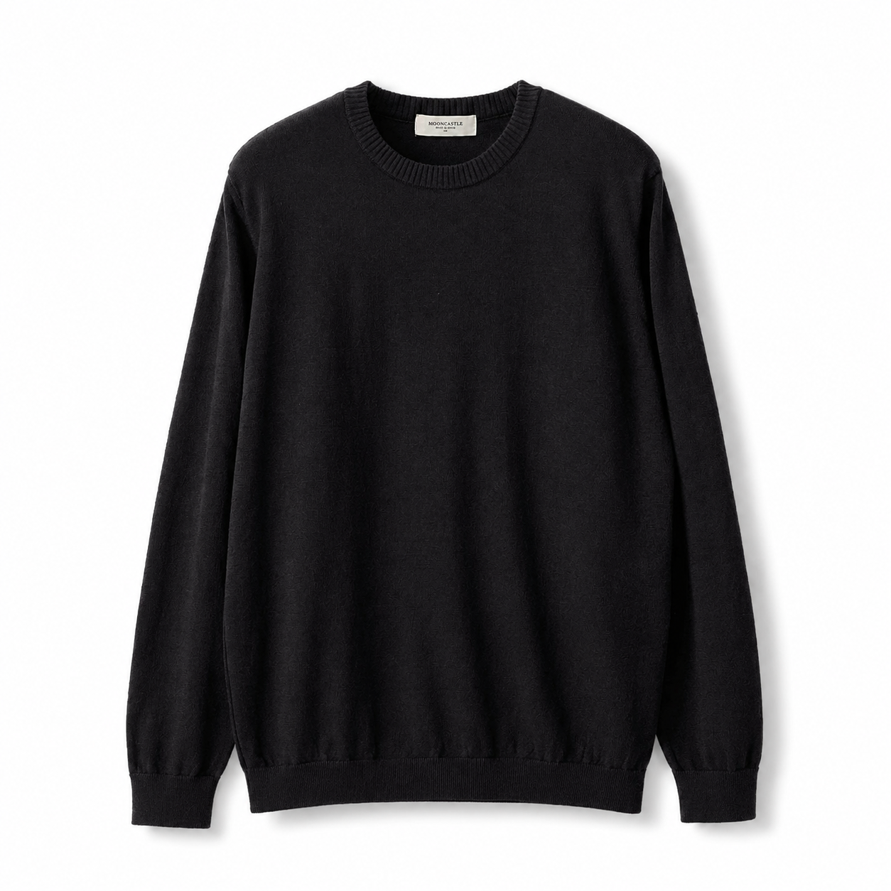 Mooncastle - Ice Cotton Crew Neck, Long Sleeve - Black