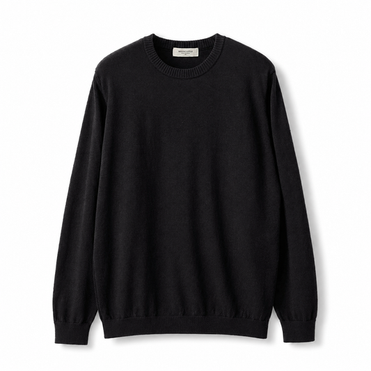 Mooncastle - Ice Cotton Crew Neck, Long Sleeve - Black