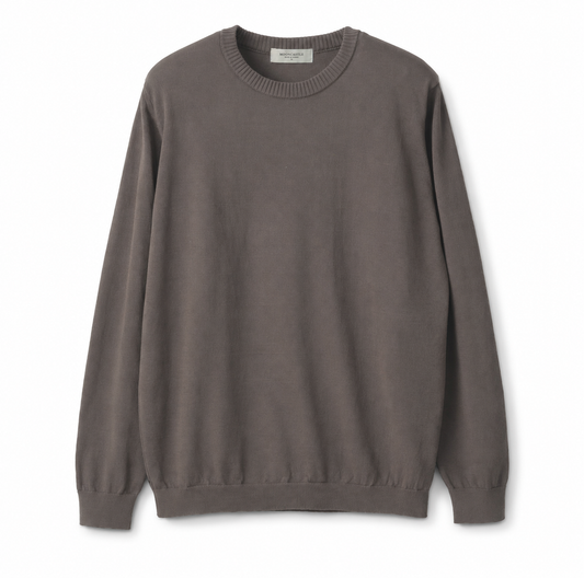 Mooncastle - Ice Cotton Crew Neck, Long Sleeve - Charcoal