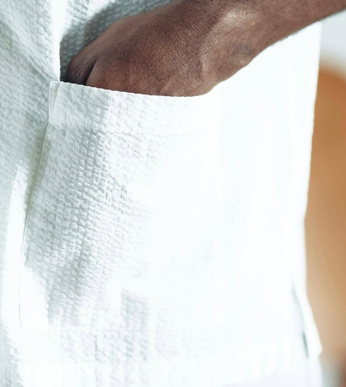 Kamakura Shonan Beach Shirt - White Seersucker
