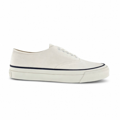 White sneaker with black accents on a white background