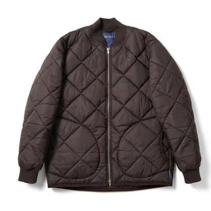 Brown quilted jacket on a white background
