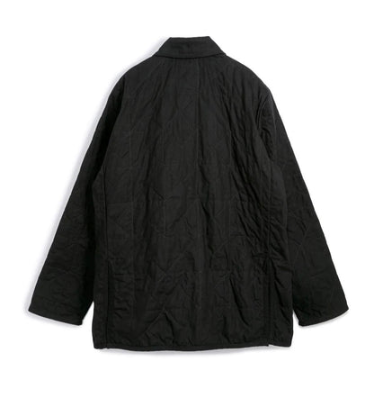 Lavenham unwadded black worker jacket, outdoor outerwear with durable fabric and practical design, shown on a mannequin.