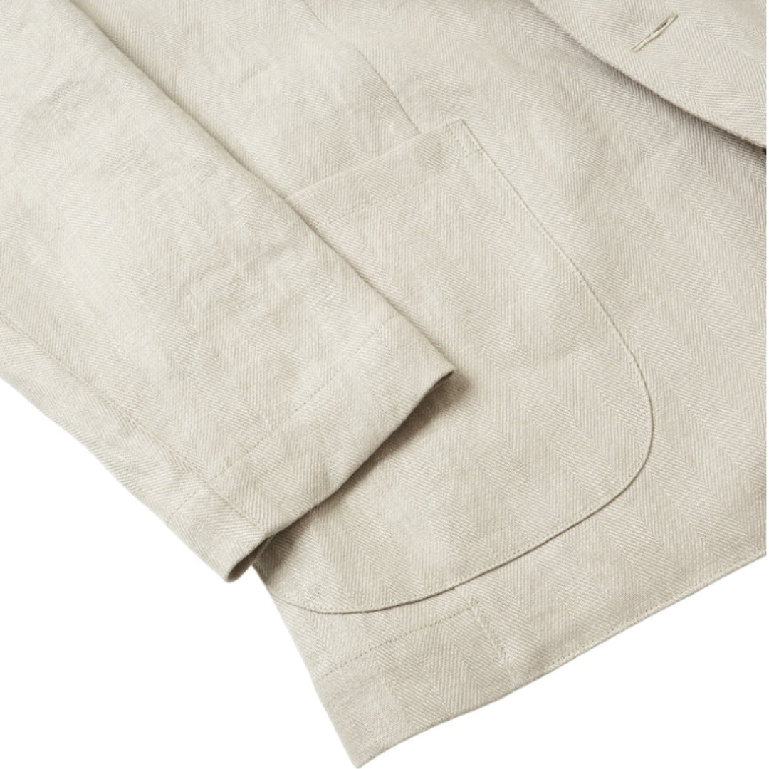 Kamakura beige linen blazer pocket