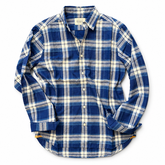 Blue and white check shirt