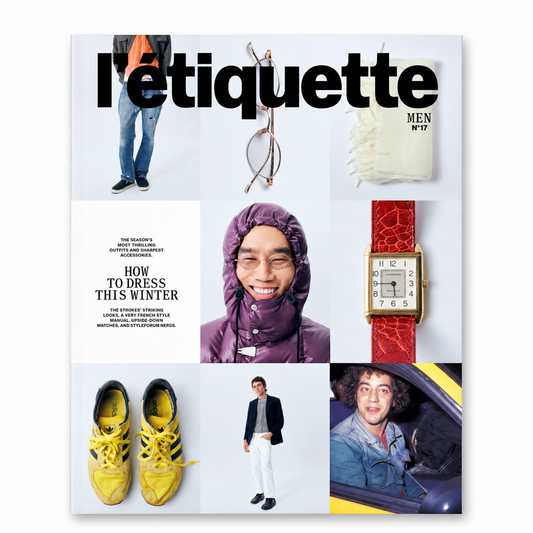 Page from HANNAGANS L’ÉTIQUETTE HOMME N17 Fall/Winter 26/27 magazine featuring fashion layouts on a white background.