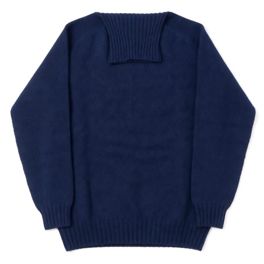 Navy blue sweater on a white background