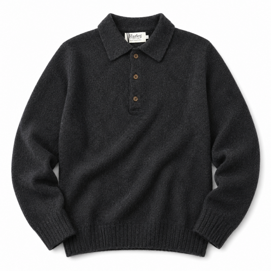 Harley of Scotland - Polo Sweater - Charcoal