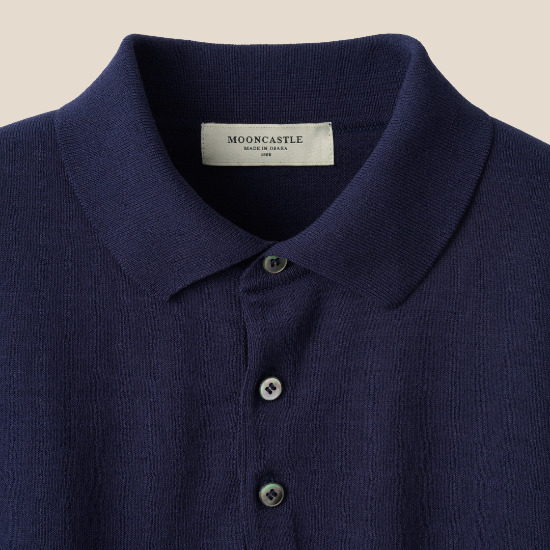 Mooncastle - Ice Cotton Polo, Short Sleeve - Navy