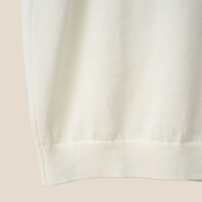 Mooncastle Ice Cotton Polo shirt in off-white with short sleeves, featuring a classic polo collar and subtle branding details.